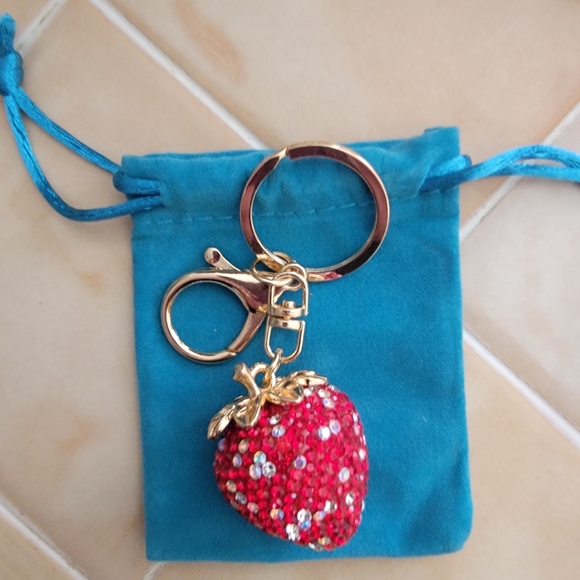 Sparkling Red Strawberry Keychain/bag Charm - Picture 2 of 2